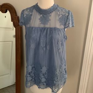 Lace blue blouse size M
